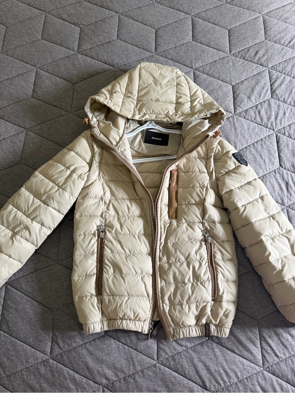 RUDSAK Kids Hooded Puffer Jacket - Cream